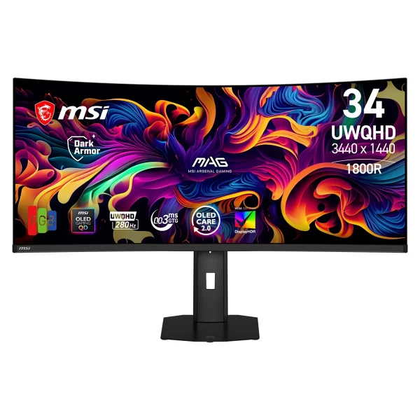 Msı Mag 341cqp Qd-OLED X28 34" 0.03 Ms Wqhd Curved Pivot 280 Hz OLED Oyuncu Monitörü - Görsel 2