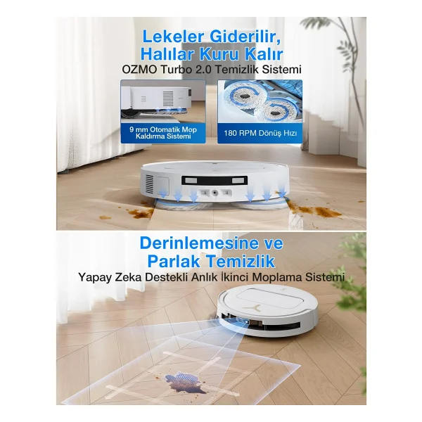 Ecovacs Deebot T50s Pro Omni Çöp İstasyonlu Akıllı Robot Süpürge - Görsel 4