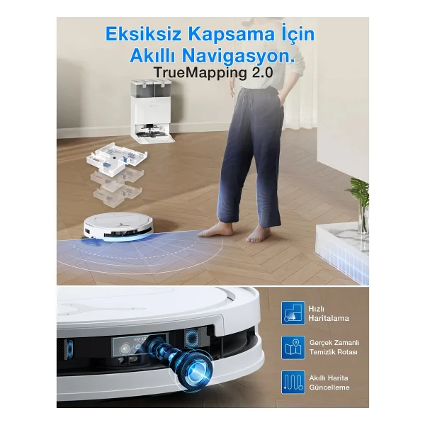 Ecovacs Deebot T50s Pro Omni Çöp İstasyonlu Akıllı Robot Süpürge - Görsel 5