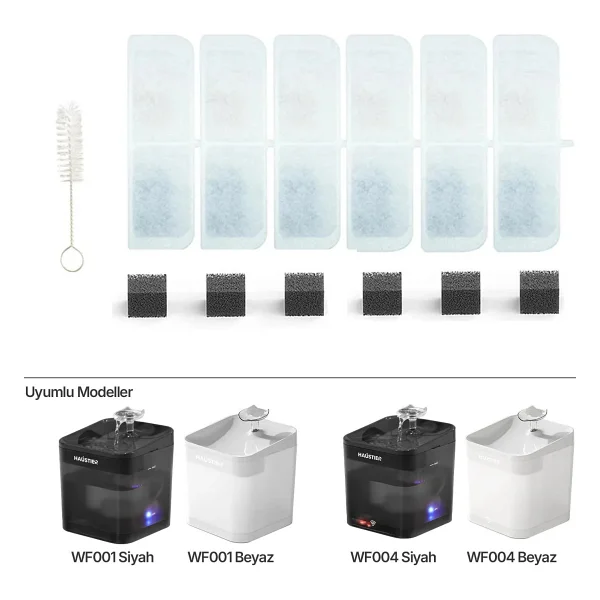 Haustier Wf001/Wf004 Otomatik Kedi Su Sebili Uyumlu, Su Sebili Filtre Seti (6 Adet) - Görsel 4