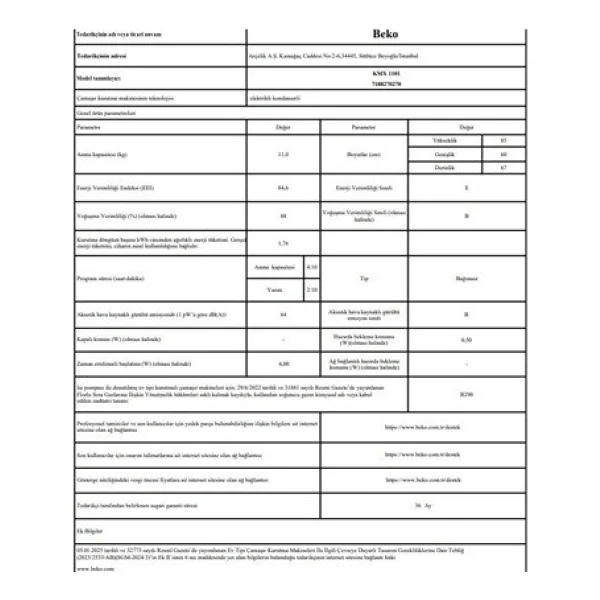 Beko 1101 Kmx 11 Kg Çamaşır Kurutma Makinesi - Görsel 6