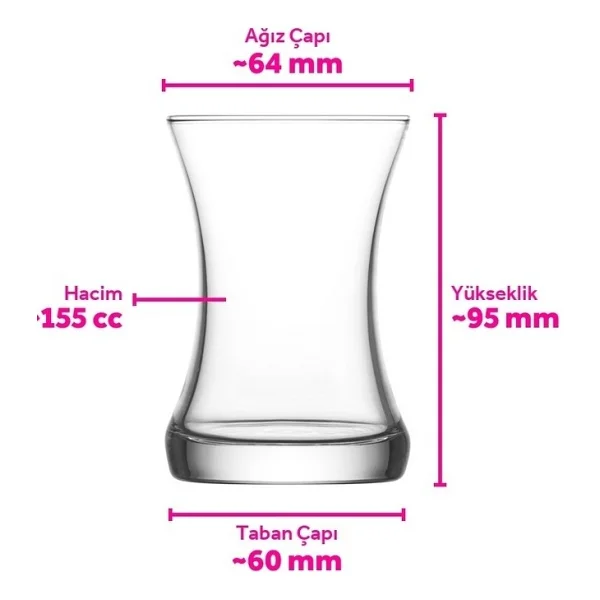 Lav Zen Cam Çay Bardağı 6 Kişilik 155 Ml - Görsel 6