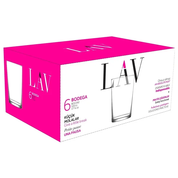 Lav Bodega Cam Meşrubat Bardağı 6'lı 510 Ml (Büyük Su/Kokteyl Bardağı ) - Görsel 8