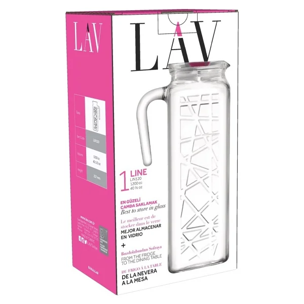 Lav Line Cam Sürahi Tekli 1,2 L Kulplu Pembe Plastik Kapaklı - Görsel 5