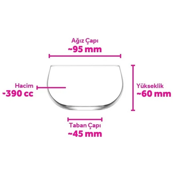 Lav Cleo 390 Ml 6'lı Cam Kase - Görsel 7