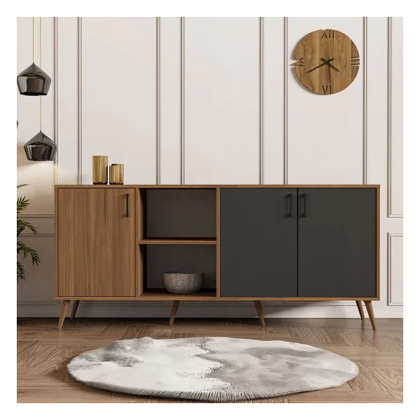 Mezza 1620 Exxen 180 Cm (Ahşap Ayakli) Modern Konsol Hat Antrasit - 45 X 180 Cm - Görsel 4