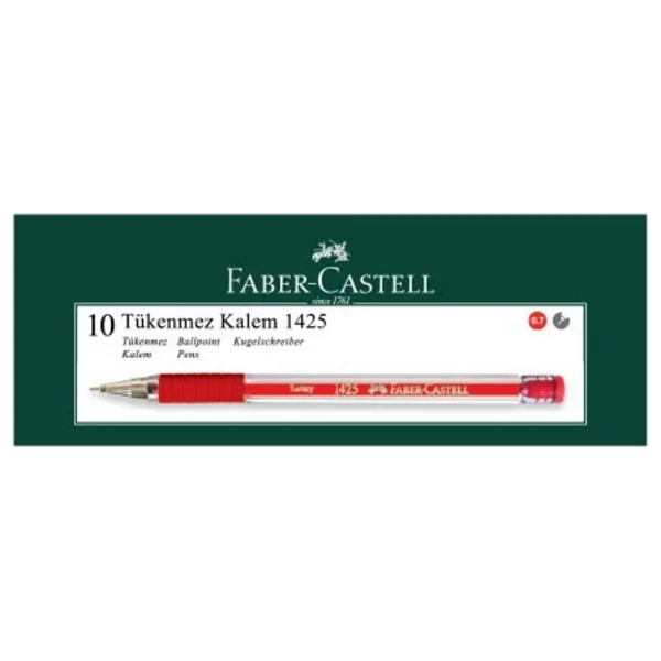 Faber-Castell 1425 İğne Uçlu 10'lu Paket Kırmızı Tükenmez Kalem - Görsel 2