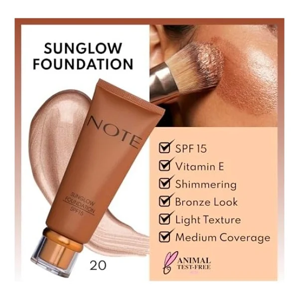 Note Sunglow Spf 15 20 35 Ml Bronzlaştırıcı Fondöten - Görsel 8