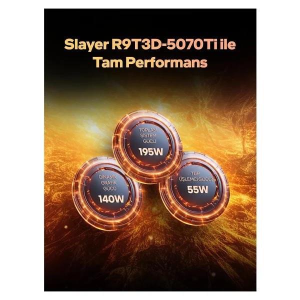 Game Garaj Slayer R9t3d-5070tı V2 C4 AMD Ryzen 9 9955hx3d 32gb RAM 1tb SSD Rtx5070tı 16" 300hz Qhd+ Ips Freedos Gaming Laptop - 1 TB - 32 GB - Görsel 4