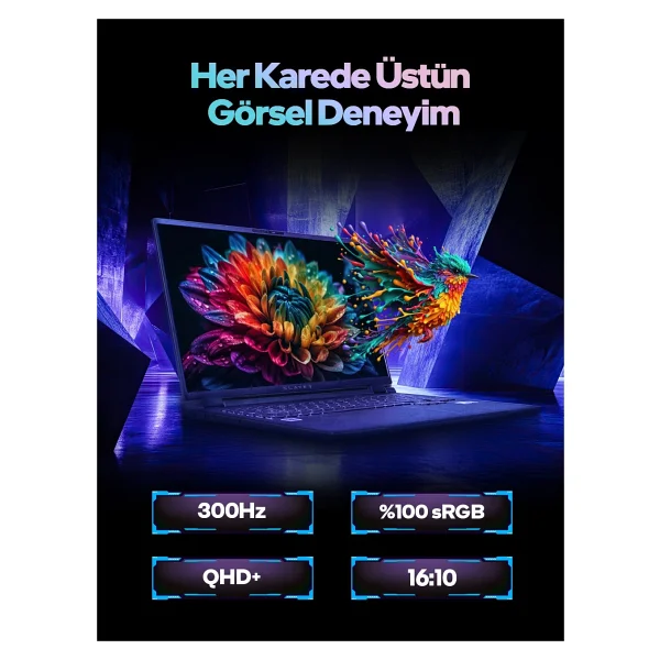 Game Garaj Slayer R9t3d-5070tı V2 C4 AMD Ryzen 9 9955hx3d 32gb RAM 1tb SSD Rtx5070tı 16" 300hz Qhd+ Ips Freedos Gaming Laptop - 1 TB - 32 GB - Görsel 5
