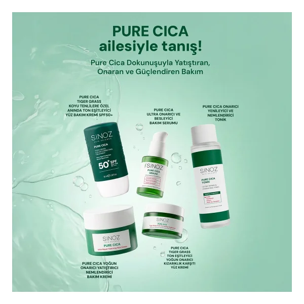 Sinoz Pure Cica Tiger Grass Anında Ton Eşitleyici Onarıcı Nemlendirici Spf50+ Sıvı Yüz Güneş Kremi Pa++++ (Koyu Tenler İçin) - Görsel 10