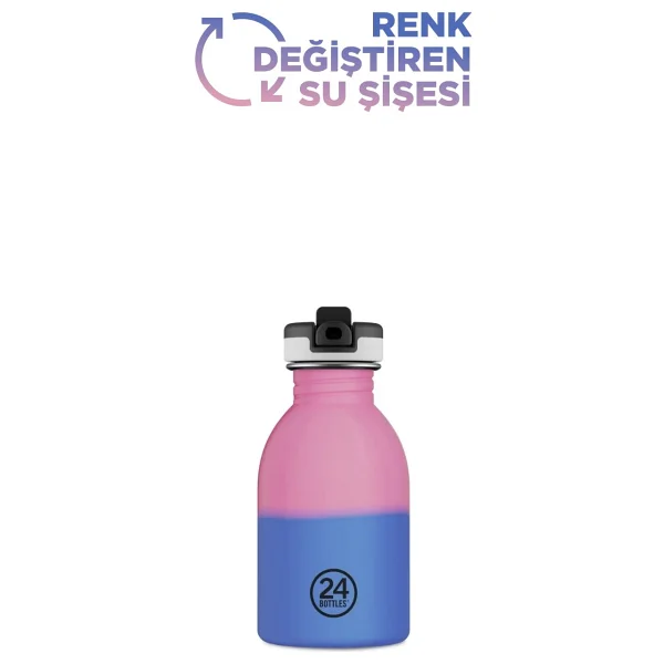 24 Bottles Kids Bottle Reactive Pembe/Mavi Paslanmaz Çelik Çocuk Su Matarası 250 Ml - Pembe - Mavi - Görsel 9