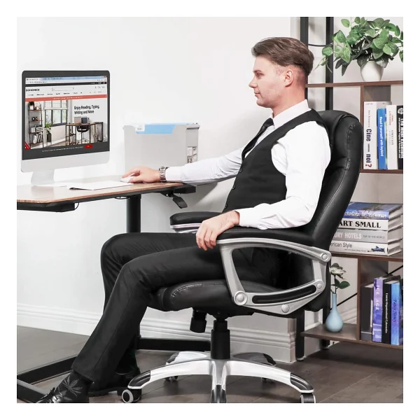 Songmics Ergonomik Ofis Koltuğu Yüksekliği Ayarlanabilir Döner Sandalye Sağlam, Dayanıklı, Siyah Obg21b 52x53x122 Cm - Görsel 2