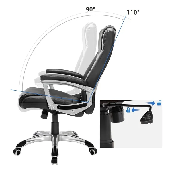 Songmics Ergonomik Ofis Koltuğu Yüksekliği Ayarlanabilir Döner Sandalye Sağlam, Dayanıklı, Siyah Obg21b 52x53x122 Cm - Görsel 3