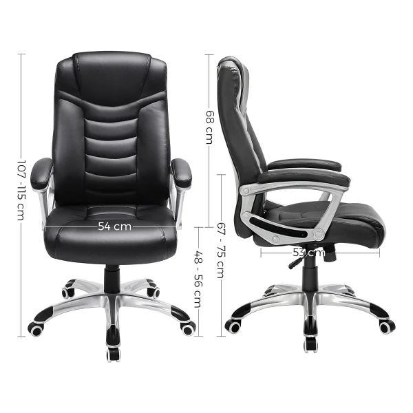 Songmics Ergonomik Ofis Koltuğu Yüksekliği Ayarlanabilir Döner Sandalye Sağlam, Dayanıklı, Siyah Obg21b 52x53x122 Cm - Görsel 4