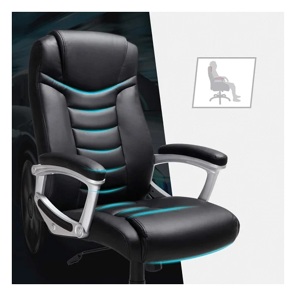 Songmics Ergonomik Ofis Koltuğu Yüksekliği Ayarlanabilir Döner Sandalye Sağlam, Dayanıklı, Siyah Obg21b 52x53x122 Cm - Görsel 5
