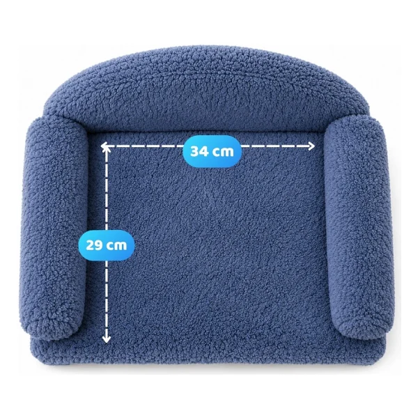 Reyo Pet Peluş Kedi Koltuğu, Kedi Kanepesi, Kedi Yatağı, Evcil Hayvan Dinlenme Koltuğu, Rahat Kedi Sofa Yatağı, 45x33x25 Cm Lacivert - Görsel 4