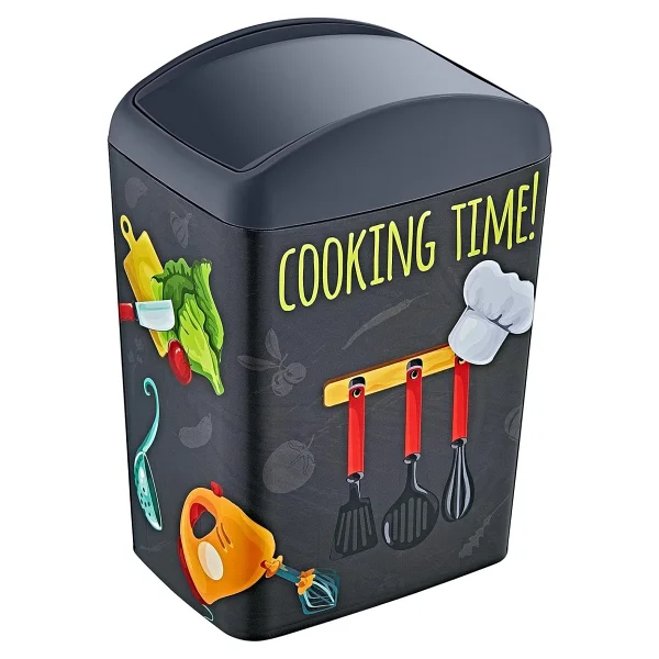 Smartware Soft Resimli Çöp Kutusu Döner Kapak 5 Lt Cook - Çok Renkli - Görsel 3