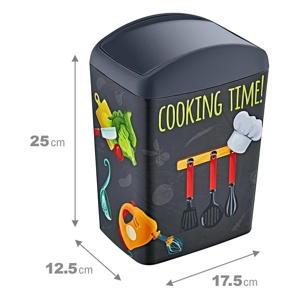 Smartware Soft Resimli Çöp Kutusu Döner Kapak 5 Lt Cook - Çok Renkli - Görsel 2