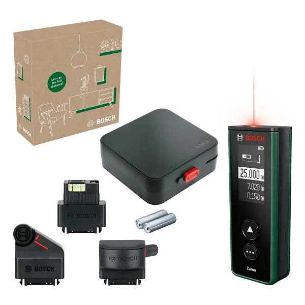 Bosch Home Garden Zamo Set Lazerli Uzaklık Ölçer (25m Çalışma Alanı, 4 Sn. Ölçme Süresi, 2 X Aa Pil, Çizgi Adaptörü, Tekerlek Adaptörü, Şerit Adaptörü, Saklama Kutusu) - Görsel 2