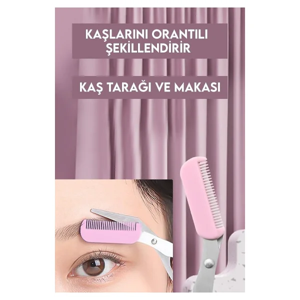 Mujgan Taraklı Kaş Makası Pembe Renk - Görsel 2