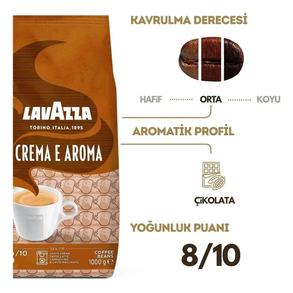 Lavazza Crema E Aroma Orta Kavrulmuş Çekirdek Kahve 1 Kg 6'lı - Görsel 2