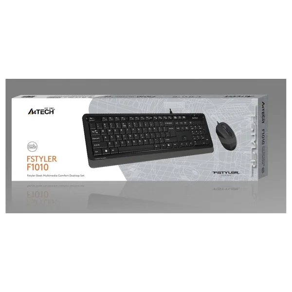 A4 Tech F1010 Siyah-Gri Kablolu Klavye Mouse Seti - Görsel 6