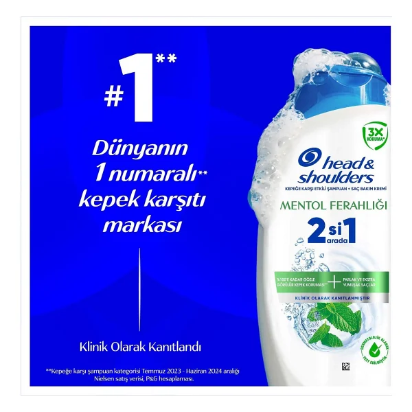 Head & Shoulders Mentol Ferahlığı 2'si 1 Arada 300 Ml Kepek Şampuanı - Görsel 4