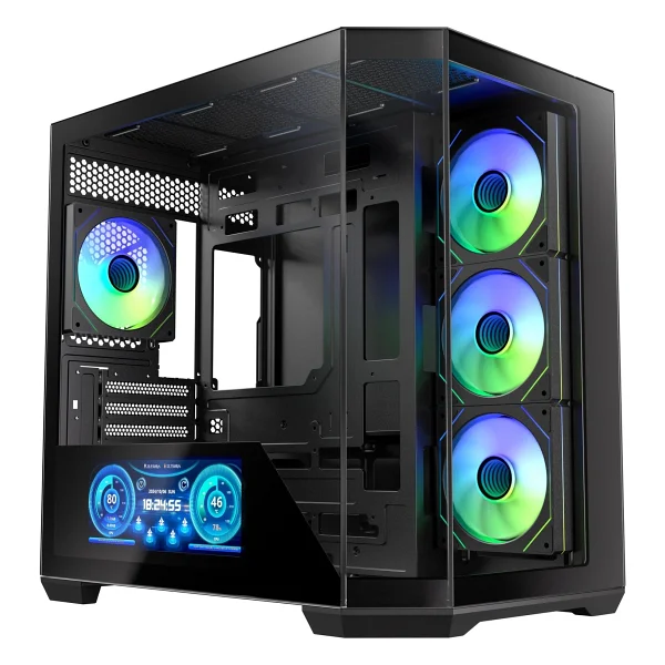 Bitfenix Digital T10 Black 850w 80+ Bronze Bfc-Wt10efbbw850-4a 4x120mm Argb Fan Atx Temperli Cam Siyah Gaming (Oyuncu) Kasa - Görsel 5
