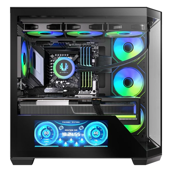 Bitfenix Digital T10 Black 850w 80+ Bronze Bfc-Wt10efbbw850-4a 4x120mm Argb Fan Atx Temperli Cam Siyah Gaming (Oyuncu) Kasa - Görsel 3