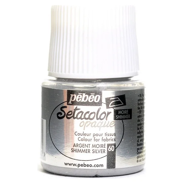 Pebeo Metalik 60 Shimmer Silver Setacolor Opak Kumaş Boyası - Görsel 3