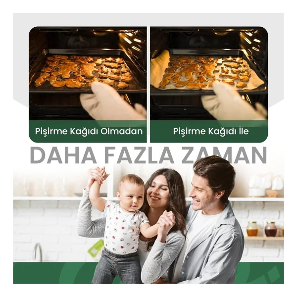 Papro Doğal Fırın Pişirme Kağıdı 40 Yaprak (4x10), 37x42 Cm Kesilmiş Yağlı Kağıt, Yapışmaz Pfas Free Fırın Kağıdı (37x42, 4 Paket, 40.0) - Görsel 3