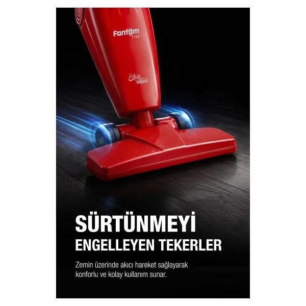 Fantom Hamarat P 1500 Kırmızı Dikey Elektrikli Süpürge - Görsel 9