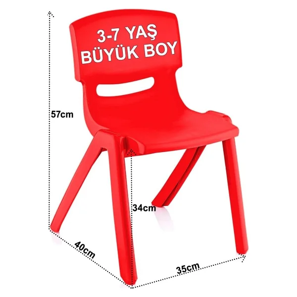 Fiore 4'lü Set Büyük Şirin Çocuk Sandalyesi Kırmızı - Görsel 2