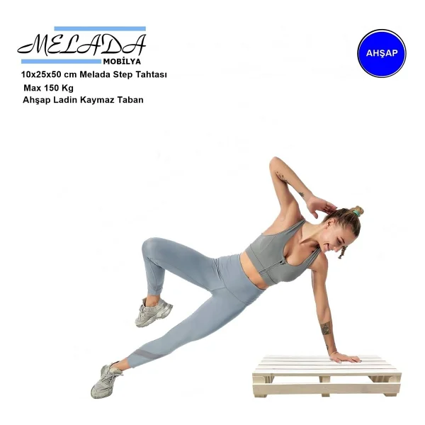 Reyo Dizayn Doğal Ahşap Ev Içi Kullanıma Uygun Kaymaz Tabanlı Step Tahtası 10x25x50 Cm - Görsel 9