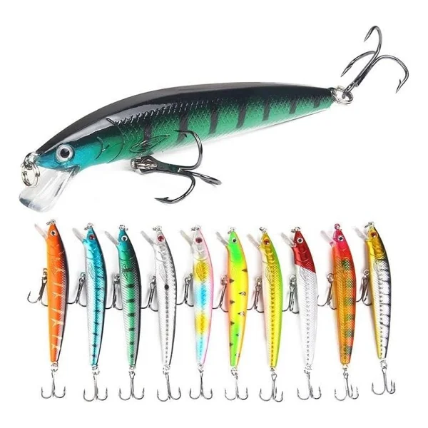 Valkyrie 10 Adet 10cm 9gr Minnow Sahte Olta Yem Seti Rapala 1m Derinlik 10 Farkli Renk Karbon Celik Igne - Görsel 4