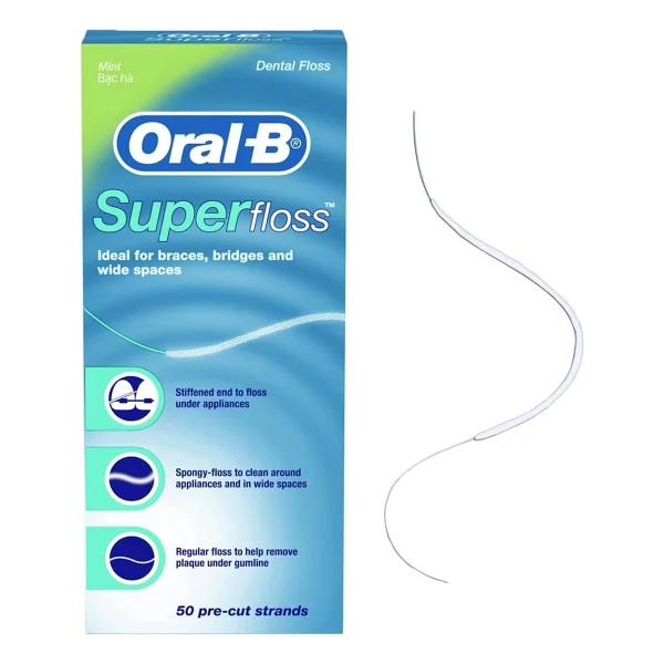 Oral-B Super Floss Önceden Kesilmiş Teller Diş İpi, Nane, 50 Adet - Görsel 4