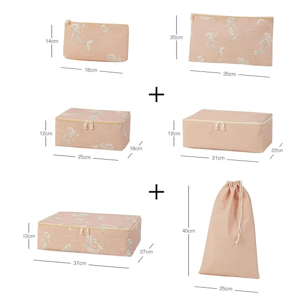 Ocean Home Textile 6'lı Çocuk Odası Deniz Kızı Bavul İçi Düzenleyici Set - Görsel 2