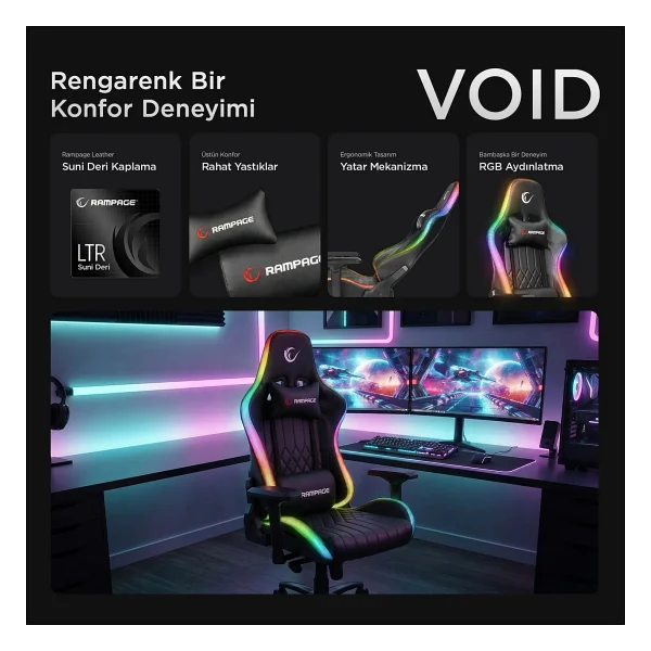 Rampage Kl-R13 Void RGB Oyuncu Koltuğu - Görsel 6