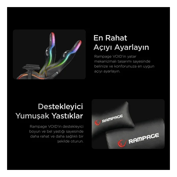 Rampage Kl-R13 Void RGB Oyuncu Koltuğu - Görsel 9