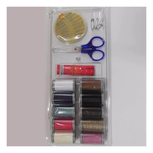 Promosyonca Temel Dikiş Seti, 10 Renkli İplik Makarası, Makas, İğne Ve Mezura İçeren Mini Set - Görsel 2