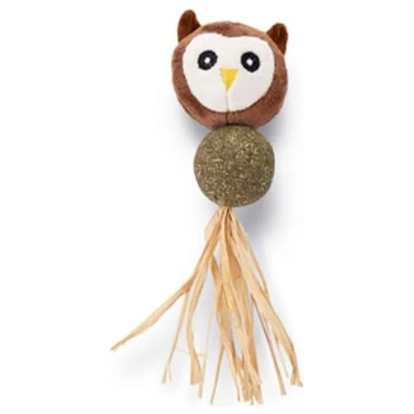 Beeztees Kedi Oyuncağı, Peluş Baykuş Ve Kediotu Topu, 16cm - Görsel 2