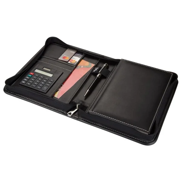 2k 5220 Ajanda Tarihsiz 14x20 Kareli 160 Yaprak Defterli Hesap Makineli Fermuarlı Organizer,Siyah - Görsel 5