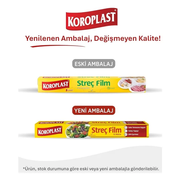 Koroplast Streç Film 15 Metre, Şeffaf Gıda Saklama Streci Bpa İçermez, Koku Hapsi, Kapak Görevi Gören Pratik Kullanım, Taze Gıda Saklamak İçin Kullan At Streç Film 15 Metre - Görsel 2
