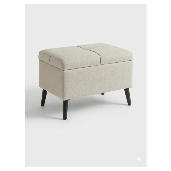 Coart Home Sandıklı Keten Puf 60x45x40 Sandıklı Saklama Kutusu, Makyaj Koltuğu, Sandıklı Puf - Görsel 2