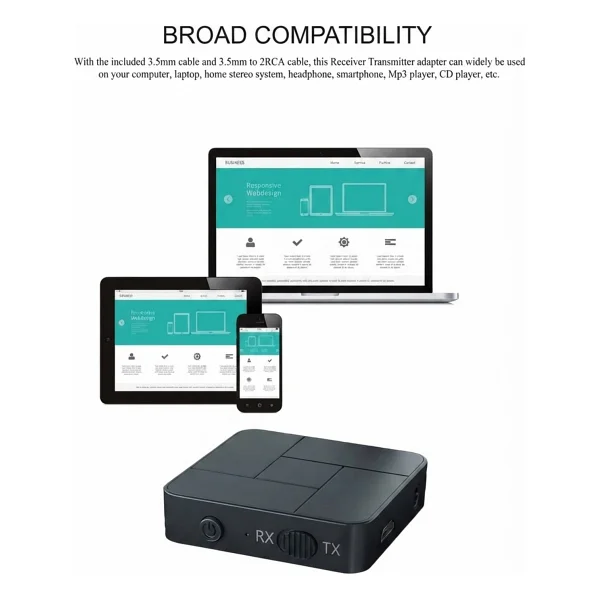 Anunnaki Bluetooth 5.0 Ses Alıcı Verici Aux Rca USB Stereo Kablosuz Mikrofonlu Araba TV PC RX Tx Receiver - Görsel 2
