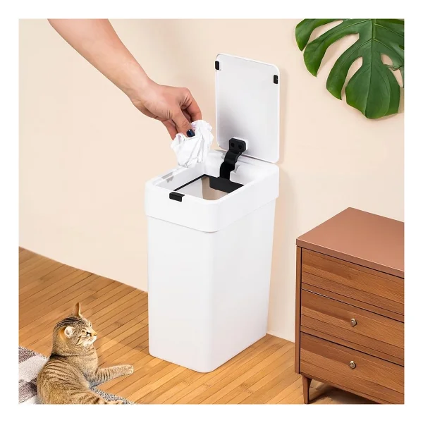 Porsima Me-06 Hareket Sensörlü 9lt Sessiz Banyo Mutfak Çöp Kovası Beyaz - Görsel 10