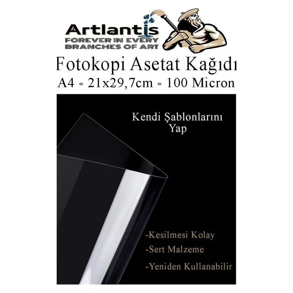 Artlantis Asetat Kağıdı Pvc A4 25 Adet 100 Micron Fotokopi Asetatı Şeffaf A4 Kağıdı 21x29,7 Projektör Tepegöz - Görsel 3