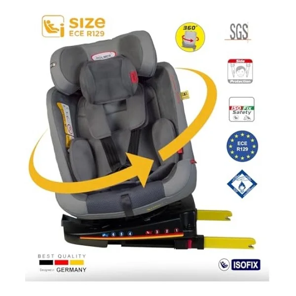Holmer Kids Maxi Protect Aero 3d (360° Dönebilir) I-Size 0-36kg Oto Koltuğu Isofix/Sps/Sıp/Latch - Görsel 4