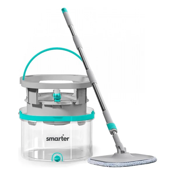 Smarter Aqua Max Özel Seri Şeffaf Temiz & Kirli Suyu Ayırma Çift Kova Temizlik Seti Mop Paspas - Çok Renkli - Görsel 6